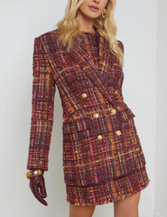 L'Agence Aimee Tweed Double Breasted Boyfriend Blazer