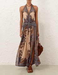 PRE-ORDER-Zimmermannn Ascension Plunge Halter Maxi Dress