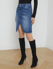 L'Agence Tylee Knee Length Denim Skirt