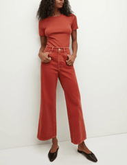 Veronica Beard Taylor Cropped High Rise Wide Leg Jeans