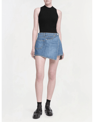 Simkhai Molly Asymmetrical Denim Skort