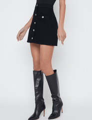 L'Agence Kris Button Front Denim Mini Skirt