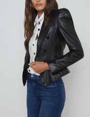 L'Agence Andalusia Tailored Leather Blazer