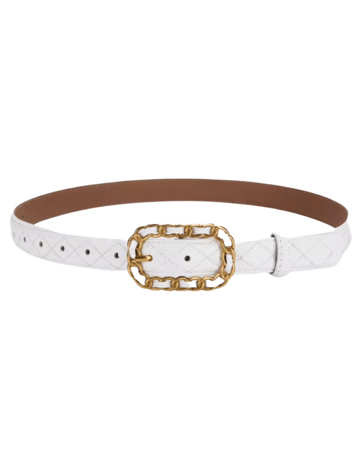 Fleur de Camélia Quilted Leather Chain Buckle Belt