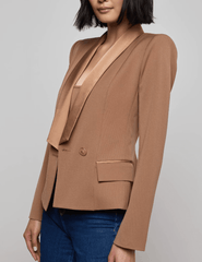 L'AGENCE Imogen Satin Lapel Blazer in Cinnamon Swirl-SALE