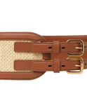 Zimmermann Wide Leather Raffia Belt 90