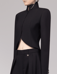 PRE-ORDER-Giuseppe Di Morabito Cropped Curved Hem Blazer in Black