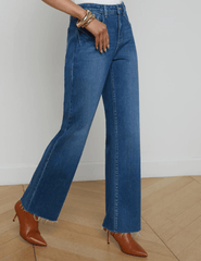 L'Agence Tiana Raw Hem Wide Leg Jean