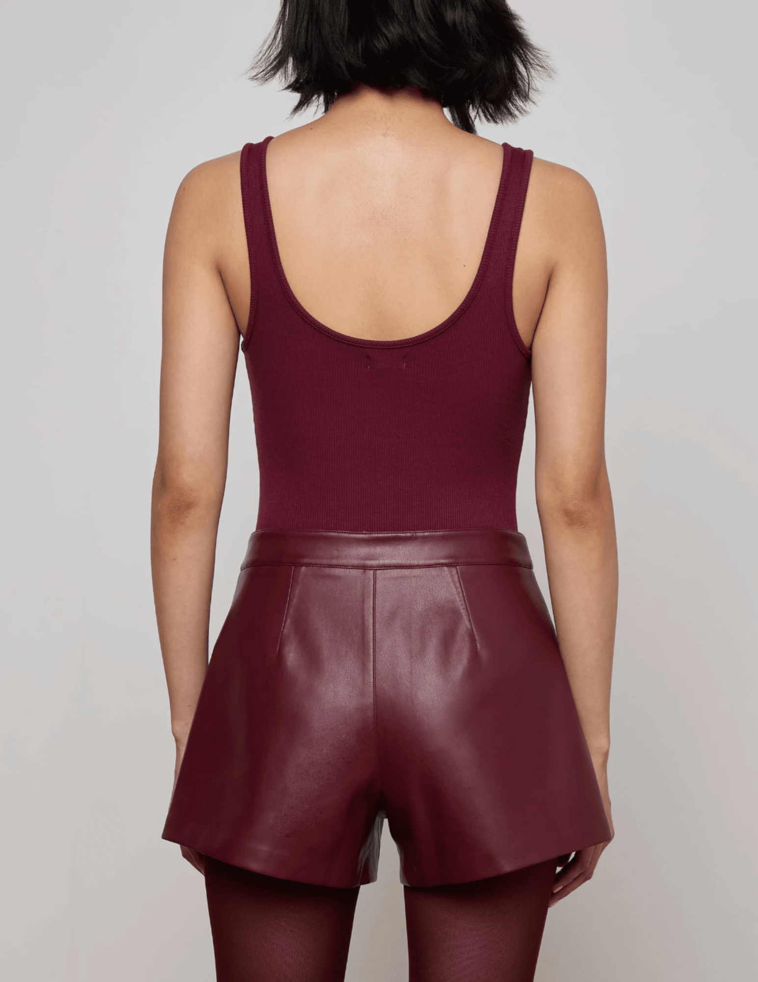 L'Agence - L'AGENCE Nica Scoop Neck Bodysuit in Dark Port - Buy Online