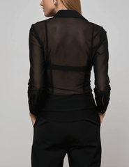L'Agence - PRE-ORDER-L'AGENCE Indiana Mesh Three Quarter Sleeve Blouse - Buy Online