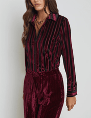 L'Agence Laurent Velvet Stripe Long Sleeve Blouse