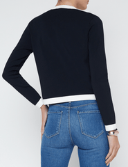 L'Agence Estafania Contrast Trim Cardigan