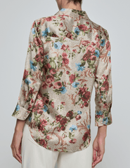 L’AGENCE Dani Three Quarter Sleeve Blouse in Multi Floral Tapestry