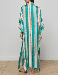 PRE-ORDER-L'AGENCE Wrena Cover-Up Shirt Dress in Light Sage Belt Stripe