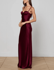 L'AGENCE Sayla Silk Maxi Dress in Dark Port