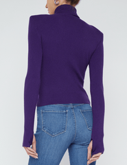 PRE-ORDER-L'Agence Reeves Shoulder Pad Button Detail Turtleneck