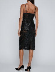 PRE-ORDER-L'AGENCE Kazuko Laser-Cut Vegan Leather Midi Dress in Black