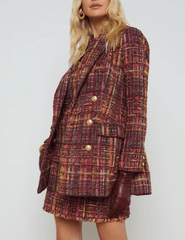 L'Agence Aimee Tweed Double Breasted Boyfriend Blazer