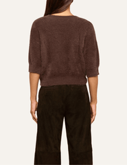 L'AGENCE Guinevere Short Sleeve Crop Sweater in Dark Java
