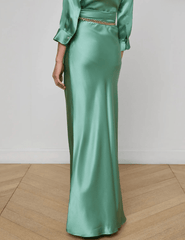 L'Agence - L'AGENCE Ryker Silk Maxi Skirt in Malachite Green - Buy Online