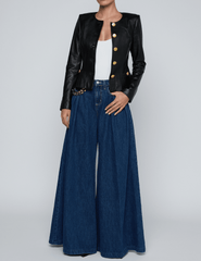 PRE-ORDER-L'AGENCE Mariella Collarless Leather Blazer