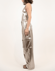 Simkhai Beatriz Metallic Satin Cargo Pant