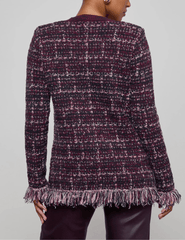 PRE-ORDER-L'AGENCE Kastoria Fringe Cardigan in Black Dark Malbec Midnight