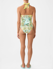 Camilla - PRE-ORDER-Camilla Tie Front Halter One Piece With Gathered Sides - Buy Online