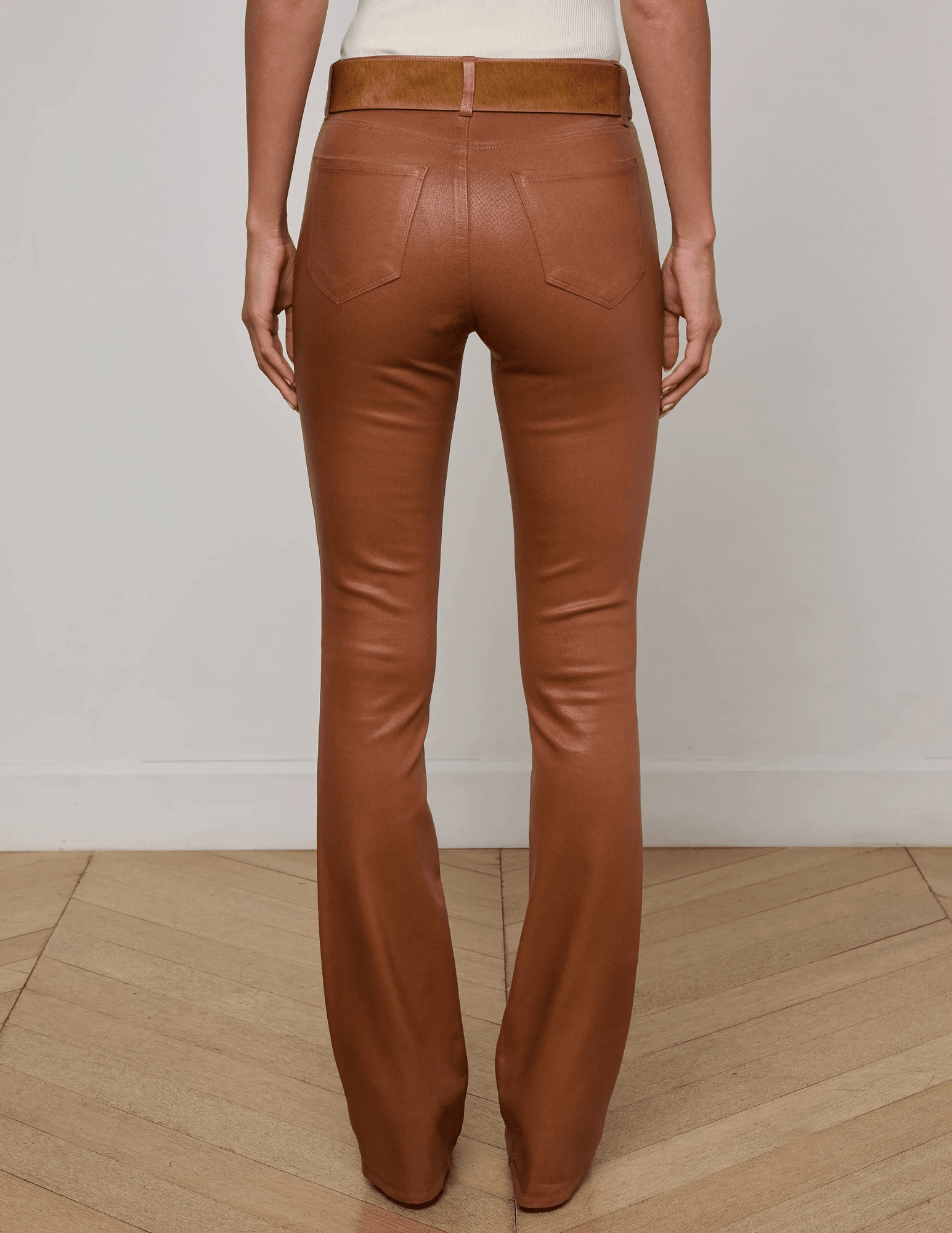L'Agence - L'AGENCE Selma High Rise Baby Boot-Cut Coated Jeans In Cognac Coated - Buy Online