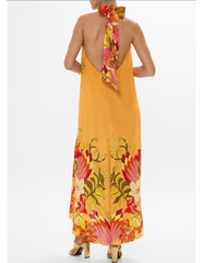 Camilla Button Front Halter Maxi Dress