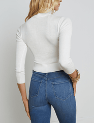 L'Agence Kamdyn Snap Button Mock Neck Sweater