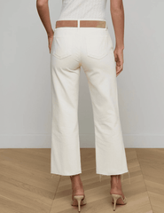 L'Agence - PRE-ORDER-L'AGENCE Wanda High Rise Cropped Wide Leg Jean in Light Ecru - Buy Online