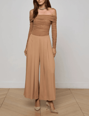 L'Agence - L'AGENCE Poppie Off Shoulder Bodysuit in Cinnamon Swirl - Buy Online