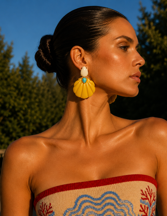 St. Barths La Robe Adrina Seashell Earring in Mango