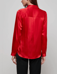 L'AGENCE Tyler Long Sleeve Blouse in Engine Red