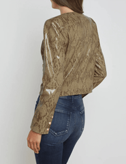 L'Agence Jayde Collarless Leather Jacket