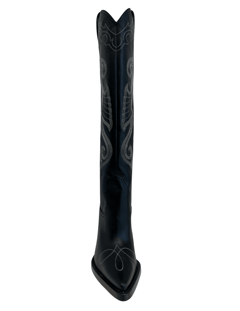 Moschino Jeans Knee High Heeled Western Boot