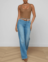 L'AGENCE Kalea Scoop Neck Mesh Bodysuit in Dark Macchiato