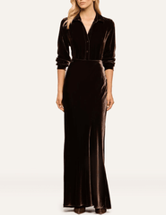 L'AGENCE Argo Velvet Blouse in Dark Java