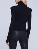 L'Agence Reeves Shoulder Pad Button Detail Turtleneck
