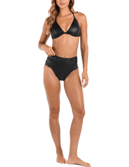 L'Agence Annabelle Faux Leather Triangle Bikini Top