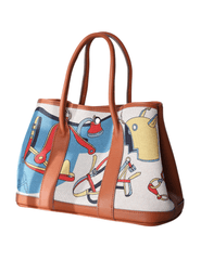 Austin Blaze Small Printed Linen Leather Tote