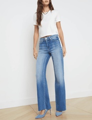 L'Agence - L'AGENCE Donna Short Sleeve Cropped Tee in White - Buy Online