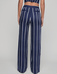 L'Agence - PRE-ORDER-L'AGENCE Livvy Straight Leg Trouser in Midnight White Spaced Out Stripe - Buy Online
