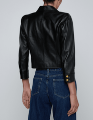 PRE-ORDER-L'AGENCE Kumi Cropped Leather Jacket in Black