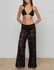 L'Agence Geraldine Crochet Cover-Up Pant in Black