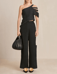 Cult Gaia Sashi Raffia One Shoulder Top