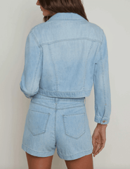 L’AGENCE Koda Cropped Denim Jacket in Dakota