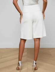 L'Agence - PRE-ORDER-L'AGENCE Akasha Tailored Ponte Bermuda Short in Ivory - Buy Online