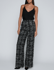PRE-ORDER-L'AGENCE Livvy Sequin Tweed Straight Leg Trouser in Black Ivory Tweed